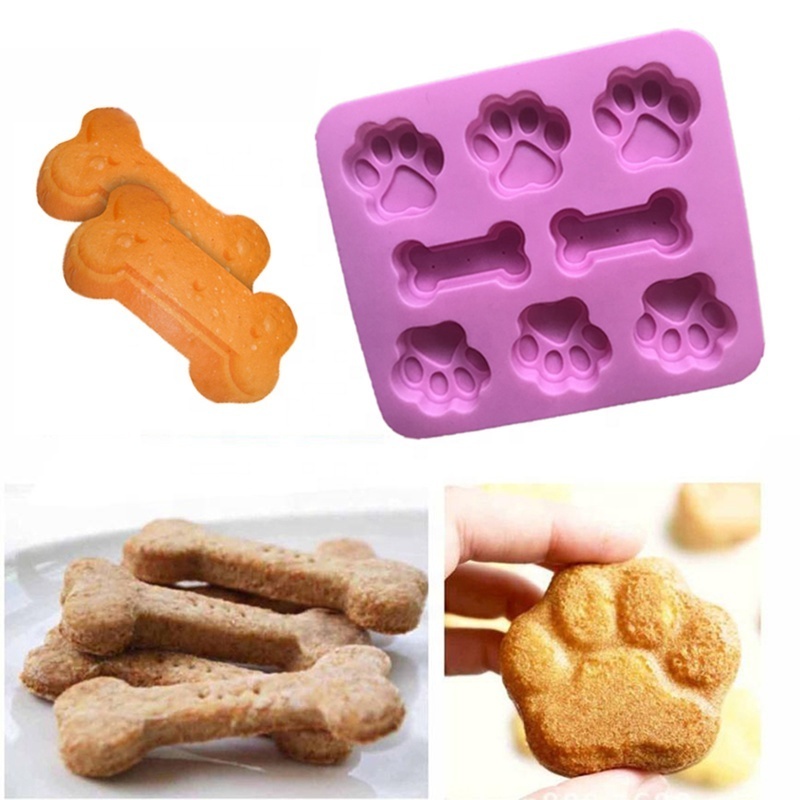 2-in-1 Creative Silicone Dog Bone Dog Footprint Cake Mold Baking Mold Food Grade Baking Tools Silicone Material Mold