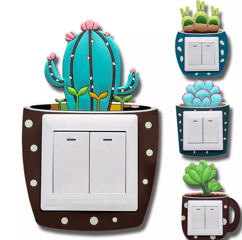 Luminous Cactus Switch Sticker Creative Switch Cover Socket Wall Sticker Switch Decorative Luminous Sticker