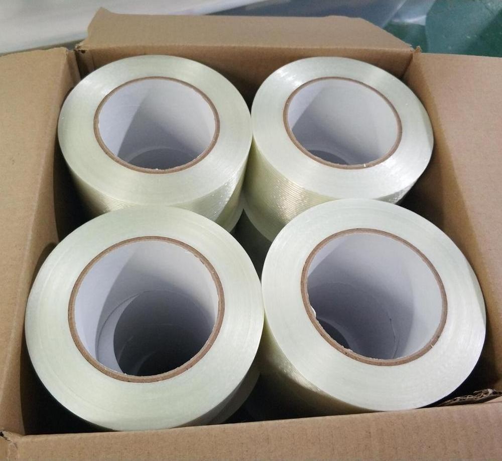 Strong adhesive mono straight line fiber glass reinforced filament tape