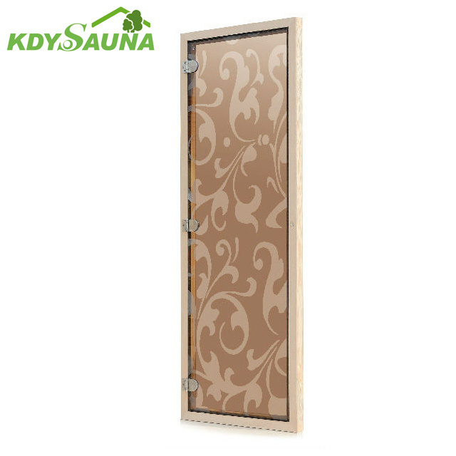 Tempered glass sauna door for wooden frame