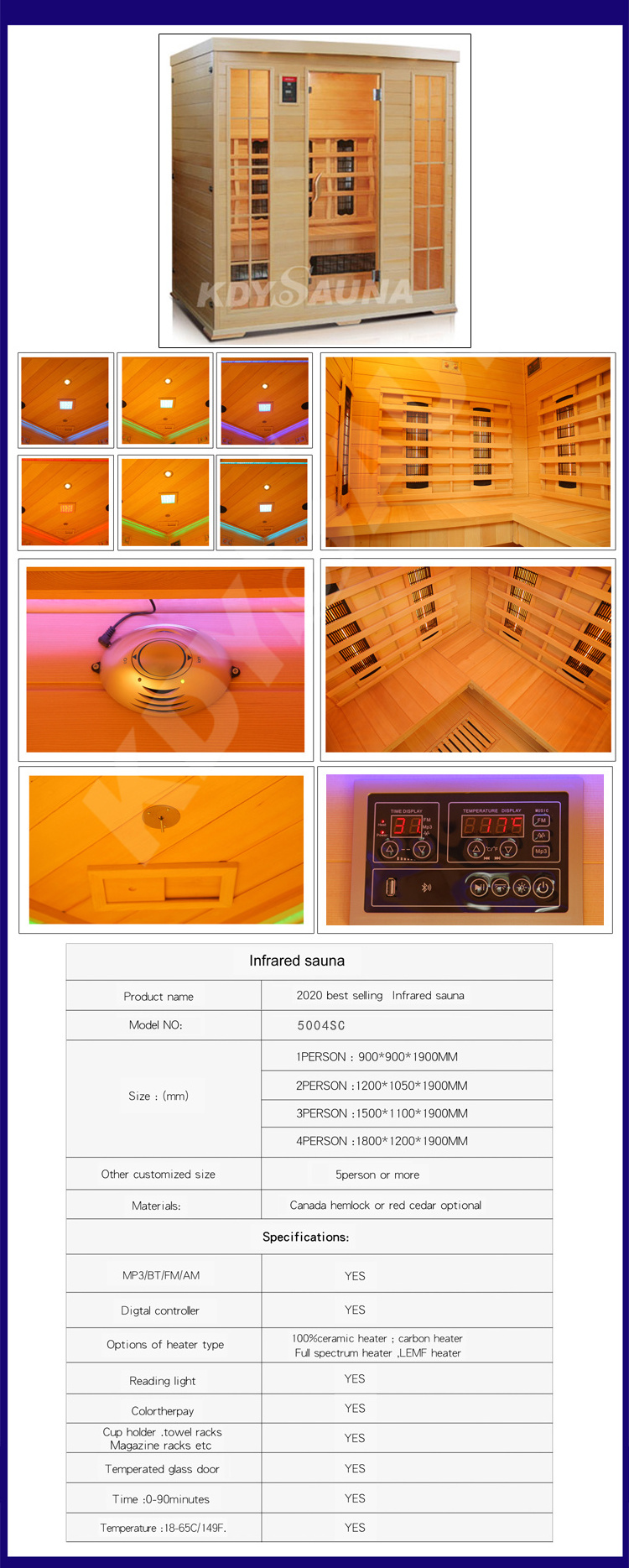 4 Person Salt Bricks Far Infrared Sauna Room With Salt Generator Used For Salt Therapy