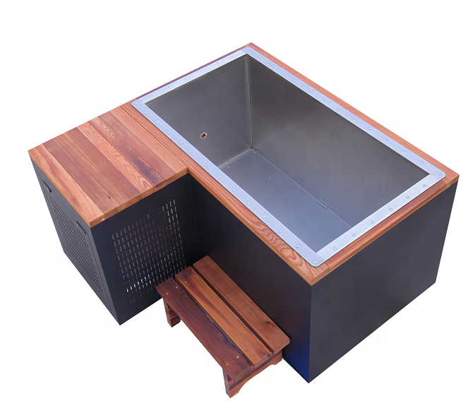 Cold Plunge Ice Bath with Chiller Together Wooden Square Stainless Steel Liner Portable Ice Bath chiller With Pump