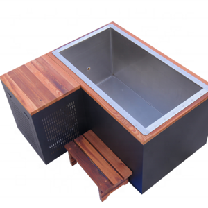 Cold Plunge Ice Bath with Chiller Together Wooden Square Stainless Steel Liner Portable Ice Bath chiller With Pump