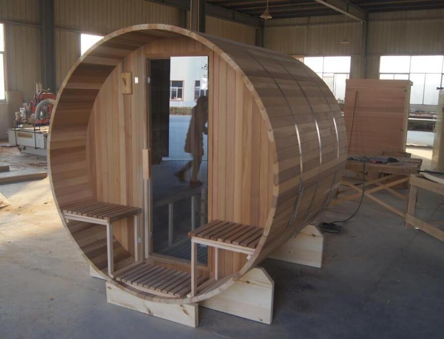 Factory Sale Canadian Red Cedar Barrel Sauna Room Dry Steam Wooden Outdoor Sauna Room