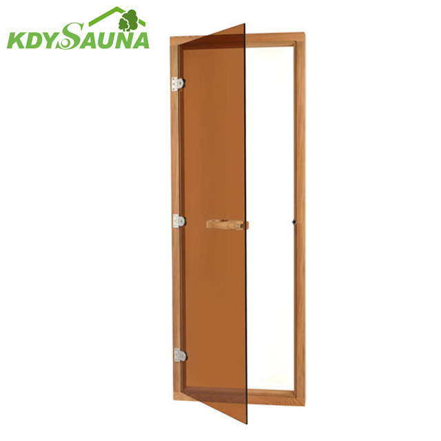 Tempered glass sauna door for wooden frame