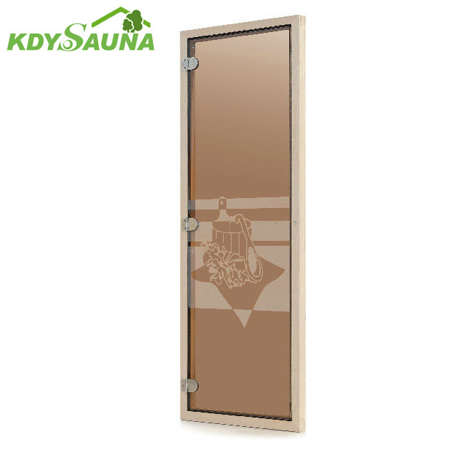 Tempered glass sauna door for wooden frame