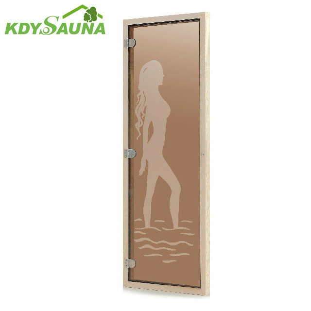 Tempered glass sauna door for wooden frame