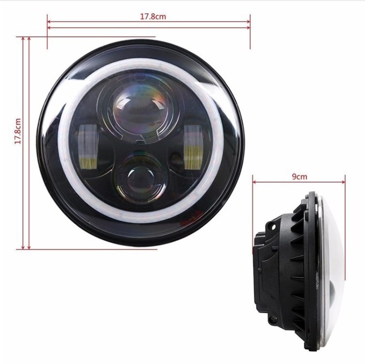 7inch LED Headlight 80W High Low Beam 12V DRL Halo Angle Eyes Led Headlamp for Jeep Wrangler TJ JK LJ Lada Niva Offroad