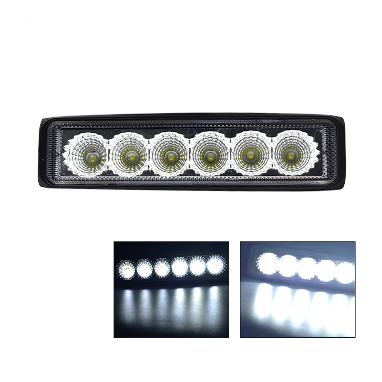 Factory direct selling style 6inch led light bar 12-24V 6led 6000K 18W led single row led work light for Motorcycle truck offroa