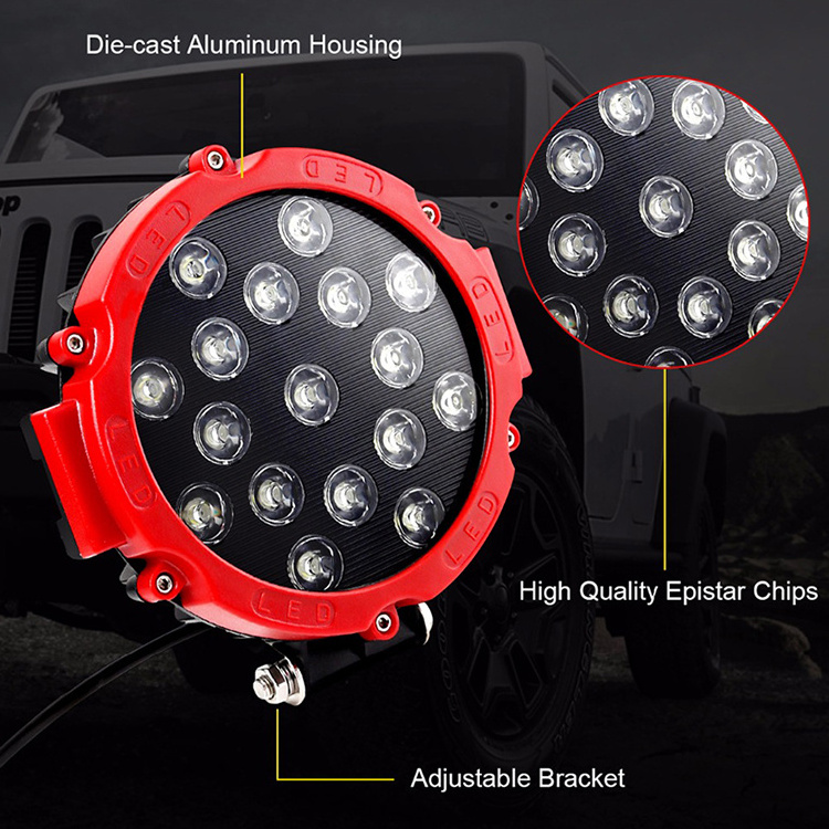 HIGH POWER 7inch 51W SPOT/FLOOD DRIVING LIGHT BAR LED Work light  for OFF ROAD UTE 12V 24V 4x4 4WD BOAT SUV TRUCK