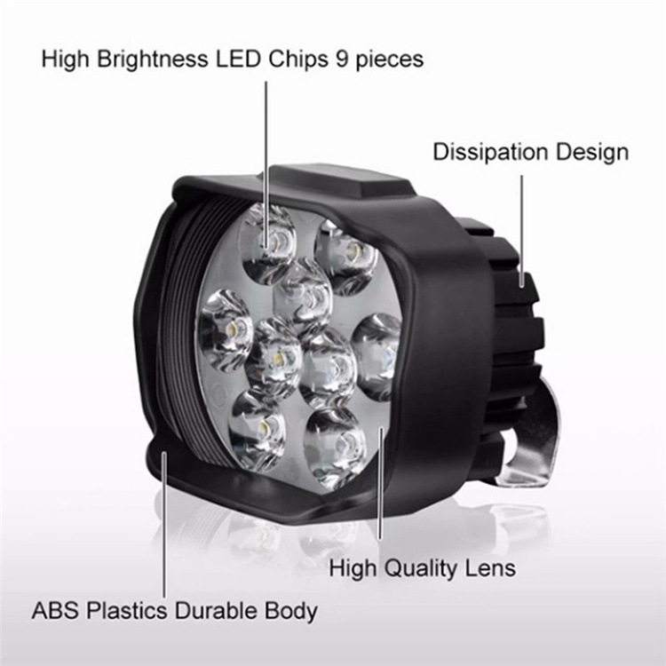 Motorcycle Headlight Scooter Fog Spotlight for LED Motorbike ATV 12V Moto Working Spot Light Head Lamp White DRL Car Headlamp