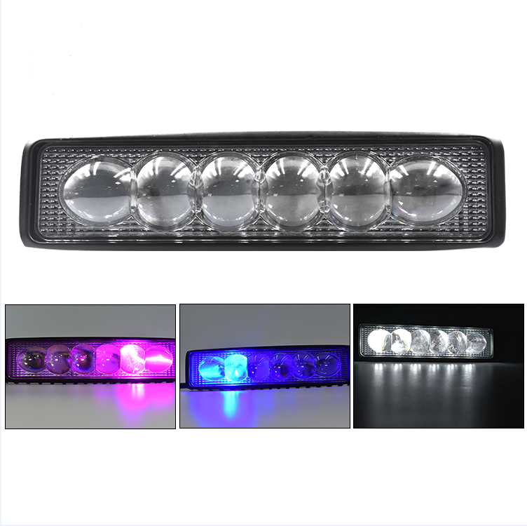 Factory direct selling style 6inch led light bar 12-24V 6led 6000K 18W led single row led work light for Motorcycle truck offroa