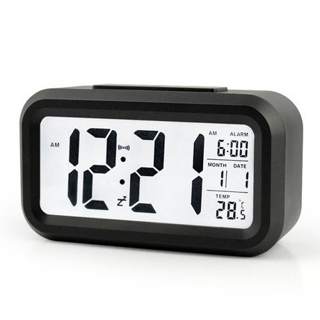 LCD Display Snooze Electronic Clock Digital Alarm Clock  Sensor Nightlight Office Table Clock M0465