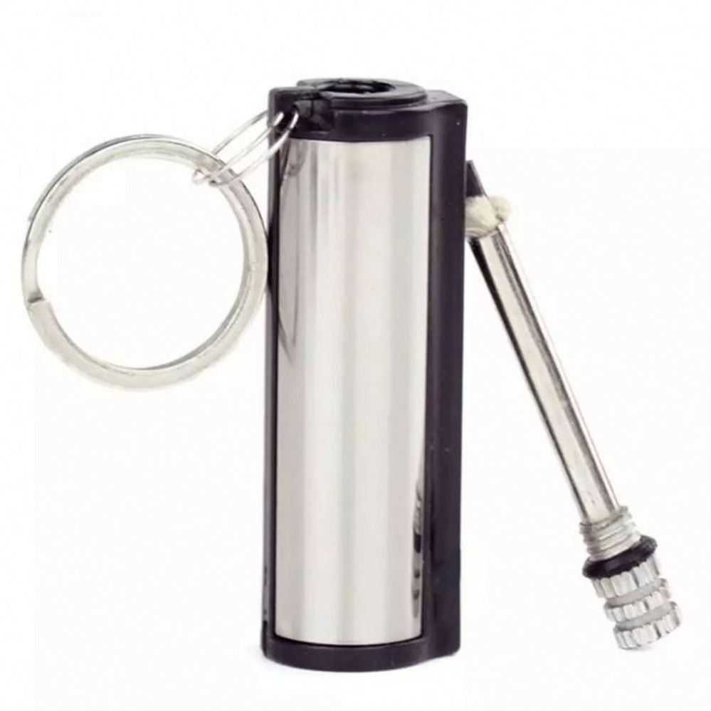 Hot on  Portable Keychain Fire Starter Stainless Steel Outdoor Camping Hiking Emergency Survival Tool Cylindrical Matches