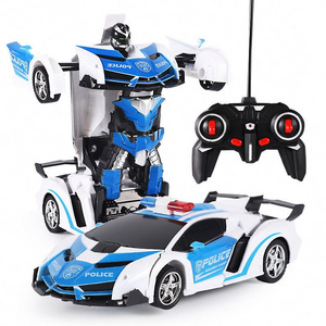 Hot Sale Rechargeable Toy 1:18 One-button Deformation Remote Control Deformation Car Robot Model Electric Plastic Batteries