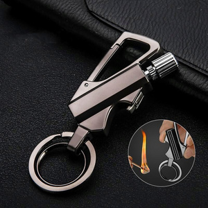 Multifunctional 3 in 1 Match Kerosene Lighter Outdoor Waterproof Portable Flint Buckle Bottle Opener Key Chain Metal Minimalist