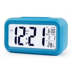 LCD Display Snooze Electronic Clock Digital Alarm Clock  Sensor Nightlight Office Table Clock M0465