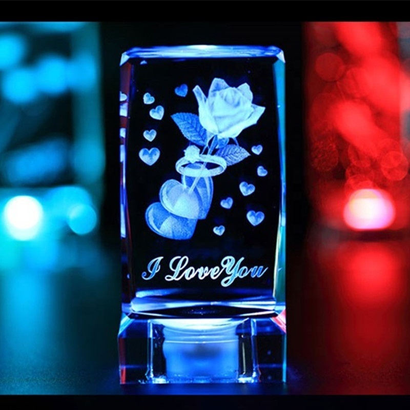 Transparent 3D Laser Engraved Crystal Glass Cube