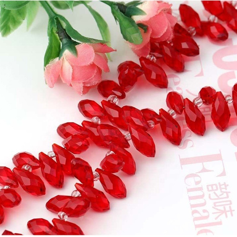 6x12mm Red Teardrop Briolette Pendants Waterdrop Crystal Glass Loose Beads