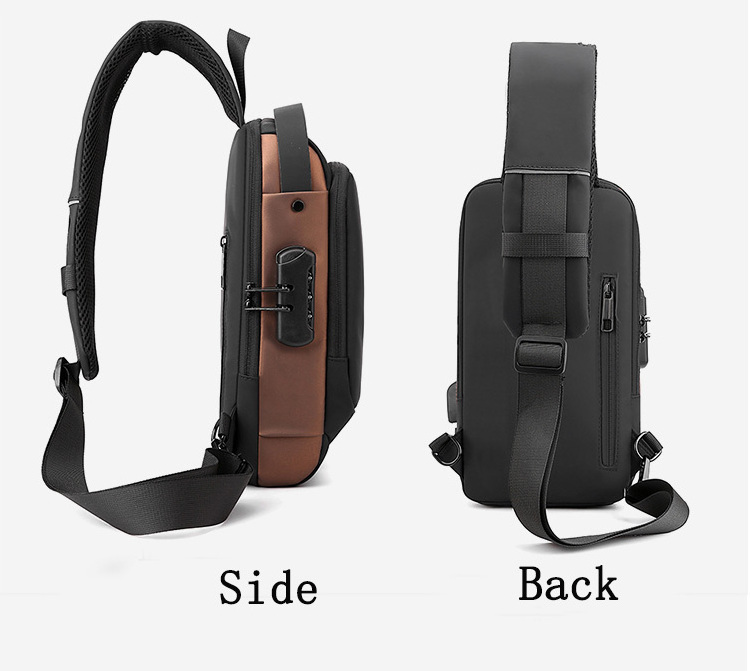 2024 Latest Waterproof Anti Theft Designer Password Lock Chest Bag Usb Crossbody Sling Homme Men Crossbody Bag