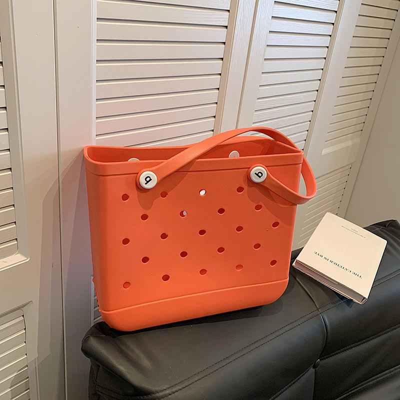 Hotselling Custom Women Beach Waterproof Tote Bags Summer Rubber Totes Large Fashion Eva Plastic Silicone Bag With Holes