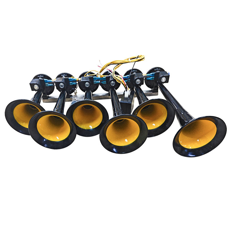 12v 24v trumpet metal pipe air horn cute melody newest 6 pipe with remote control for bus truck car musical air horn