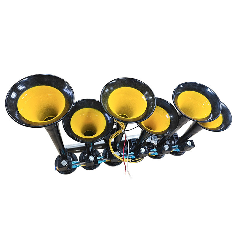 12v 24v trumpet metal pipe air horn cute melody newest 6 pipe with remote control for bus truck car musical air horn