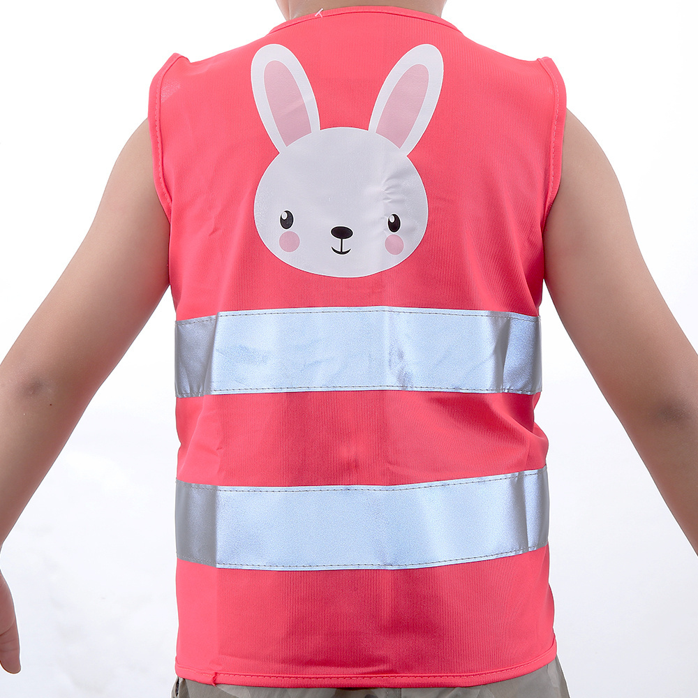 Hi viz customized logo printed child yellow reflective safety vest