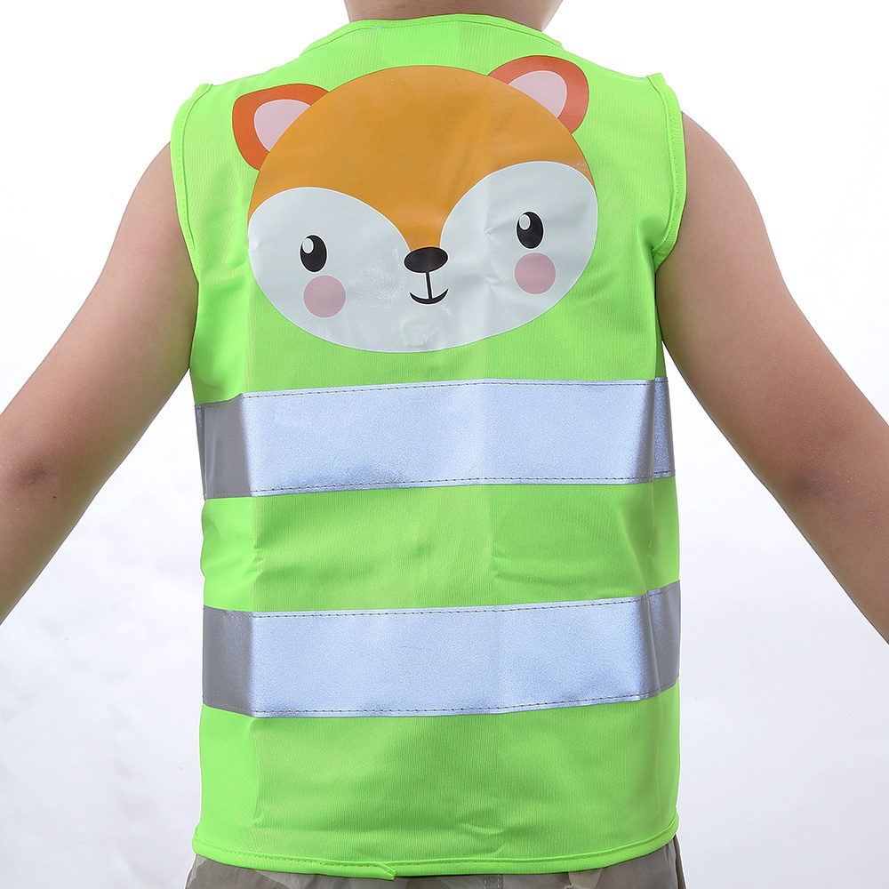 Hi viz customized logo printed child yellow reflective safety vest