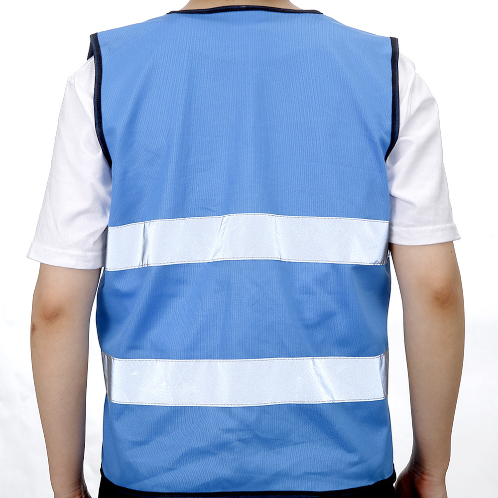 Blue safety security high visibility reflective vest