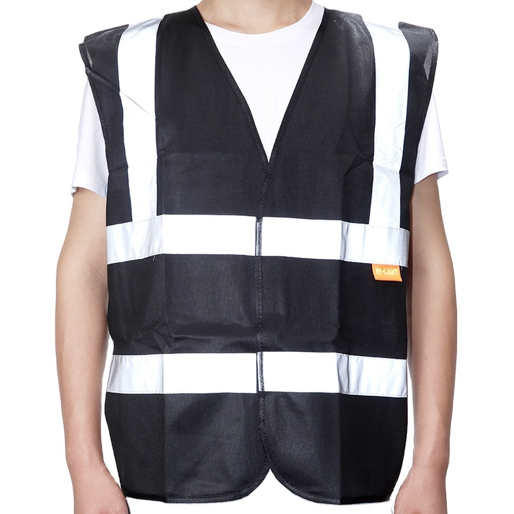 BSCI cheap black reflective safety vest with pockets for workwear