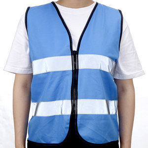 Blue safety security high visibility reflective vest