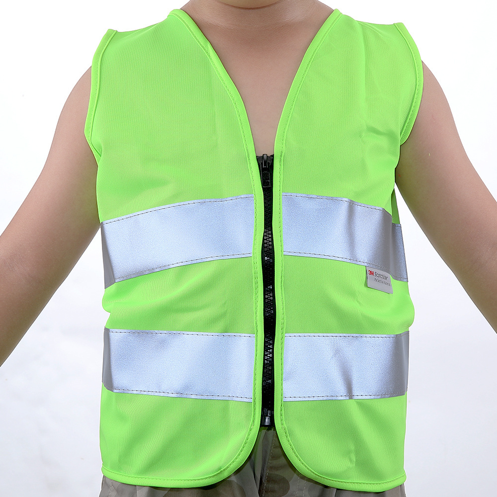 Hi viz customized logo printed child yellow reflective safety vest