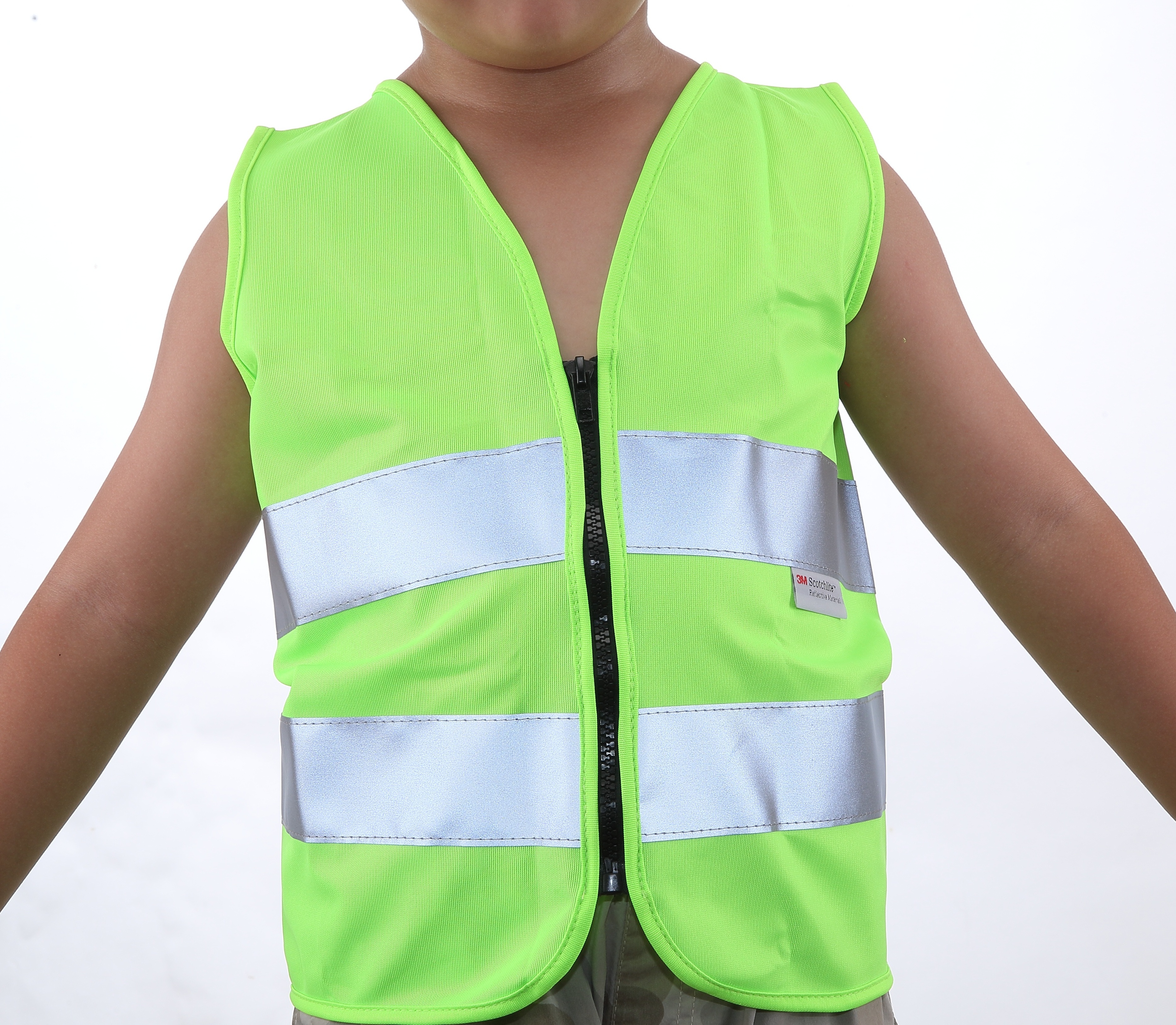 Hi viz customized logo printed child yellow reflective safety vest