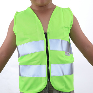 Hi viz customized logo printed child yellow reflective safety vest