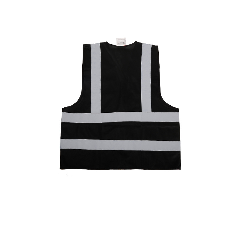 BSCI cheap black reflective safety vest with pockets for workwear