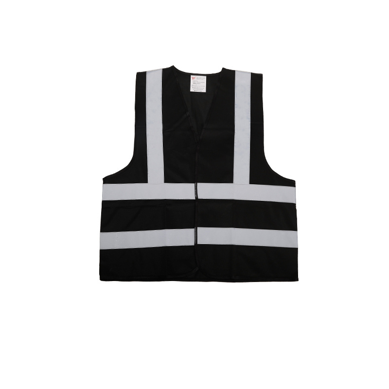 BSCI cheap black reflective safety vest with pockets for workwear