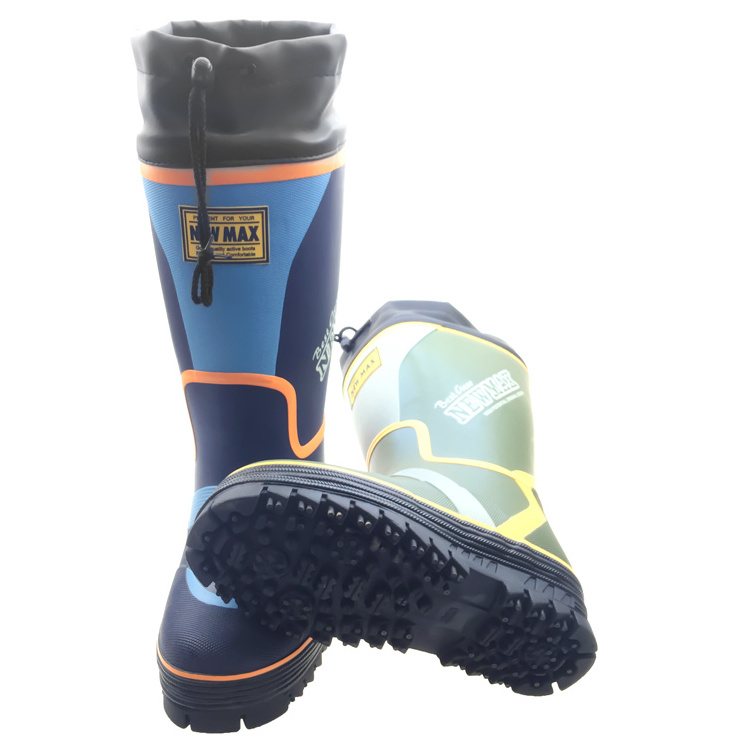 Low MOQ waterproof men's knee high rain rubber fishing boots gumboots for men