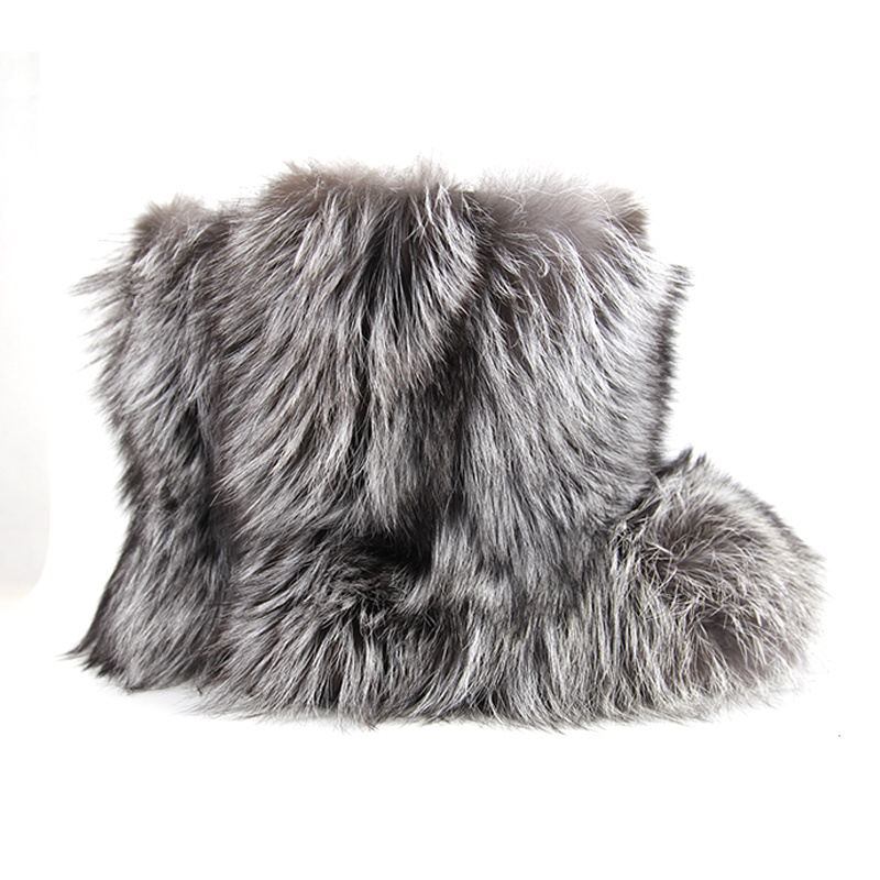 Hot sale women snow boots raccoon fur warmly winter waling shoes