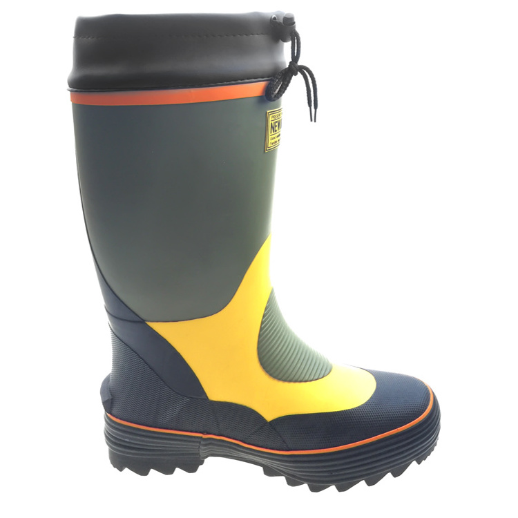 High-top outdoor rain boots men's insulated slip-resistant approved steel toe safety rubber boots