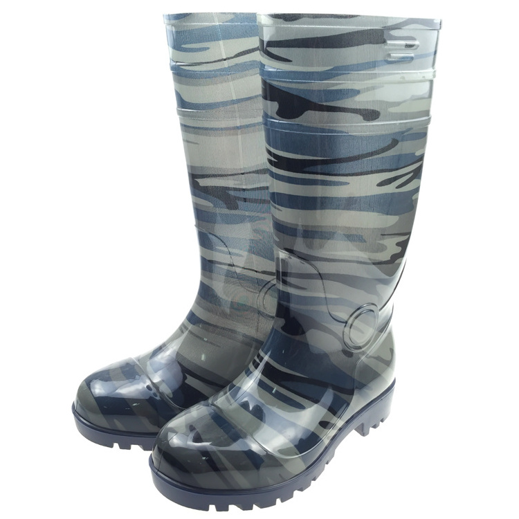 PVC men clear water shoes transparent rain boots for working safety gumboots