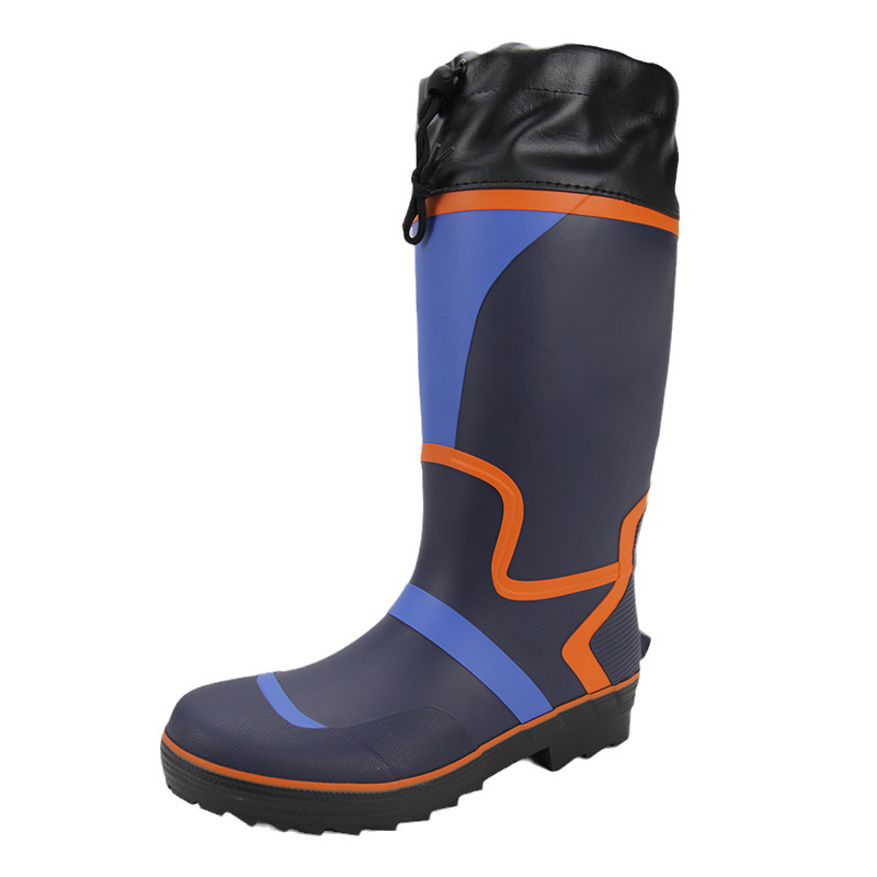 Men's Mid Calf Warm Insulated Waterproof Rubber Rain Boot Wide Width Winter Snow Work Boots