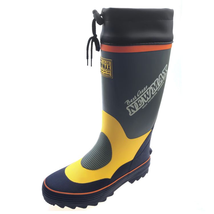 High-top outdoor rain boots men's insulated slip-resistant approved steel toe safety rubber boots