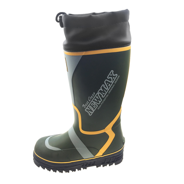 Low MOQ waterproof men's knee high rain rubber fishing boots gumboots for men