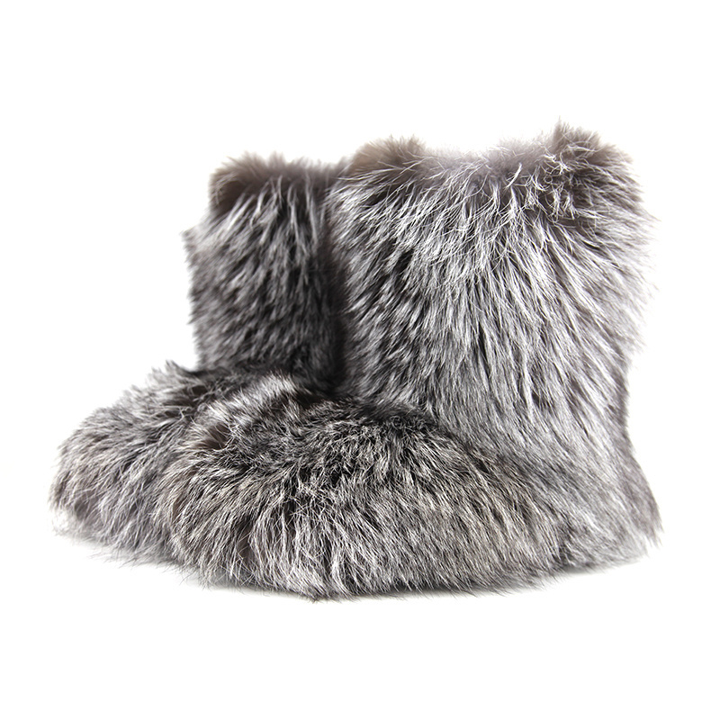 Hot sale women snow boots raccoon fur warmly winter waling shoes