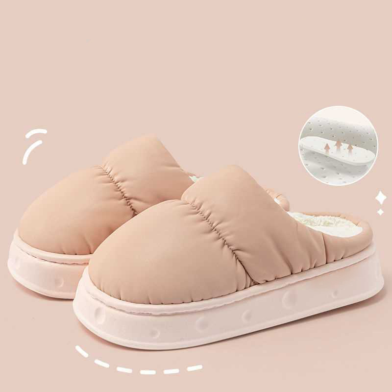 Waterproof cotton slippers for men winter 2023 new indoor home non-slip warm plus velvet thick-soled slippers