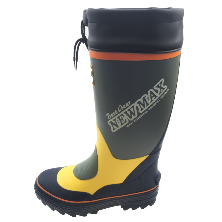 High-top outdoor rain boots men's insulated slip-resistant approved steel toe safety rubber boots