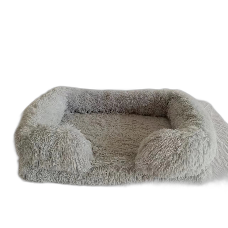 Non-Slip XL/XXL Dog Sofa Bed Breathable Rectangle Orthopedic Foam Pet Couch with Solid Cotton Pattern long plush dog bed