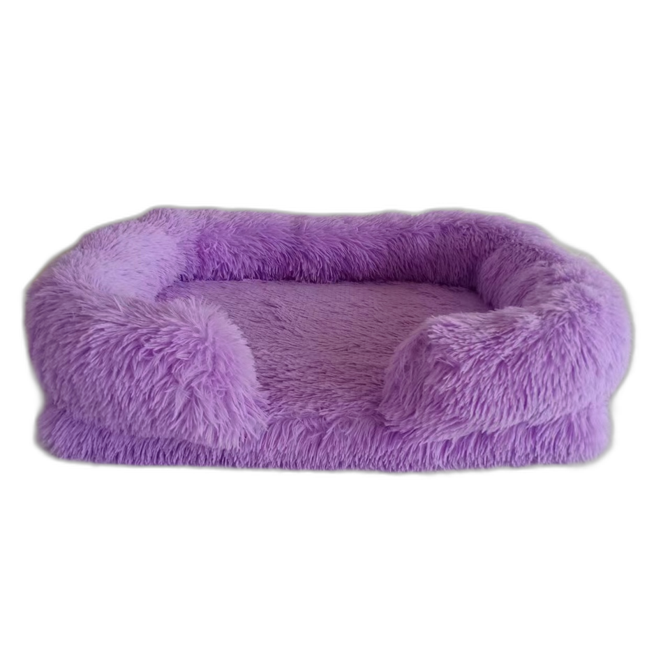 Non-Slip XL/XXL Dog Sofa Bed Breathable Rectangle Orthopedic Foam Pet Couch with Solid Cotton Pattern long plush dog bed