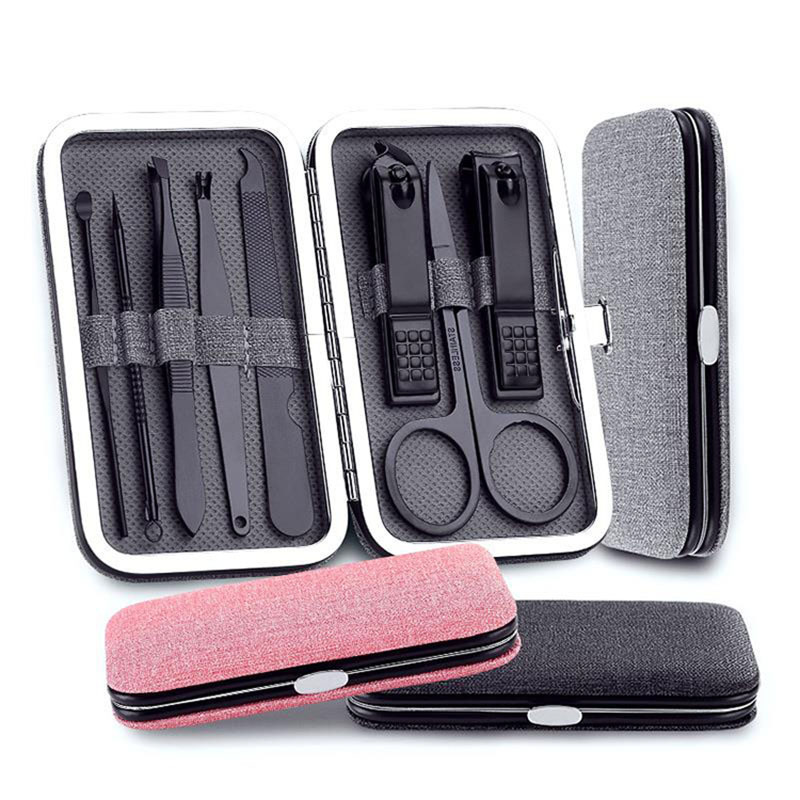 Hot selling 8pcs beauty care tools nail clipper kits professional stainless steel travel manicure and pedicure sets